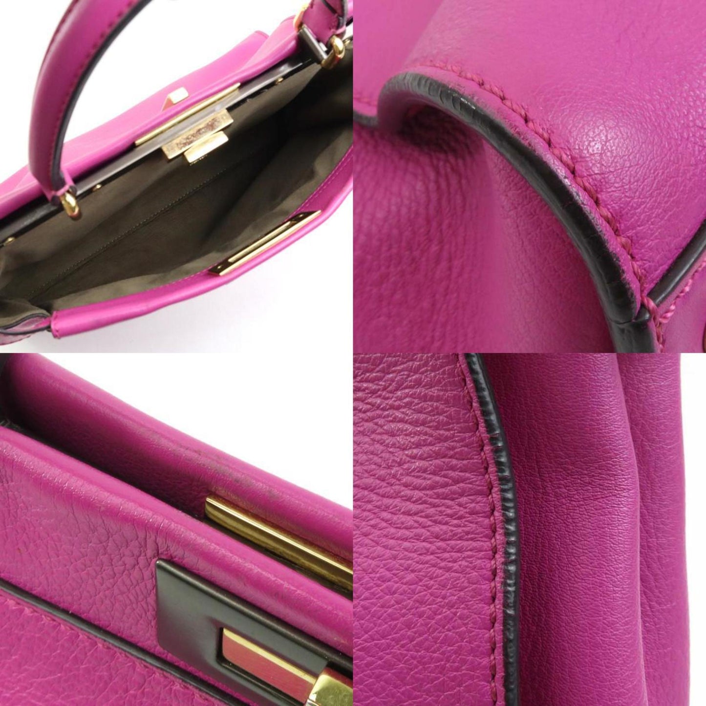 Fendi Handbag Shoulder Bag Peekaboo Leather Magenta
