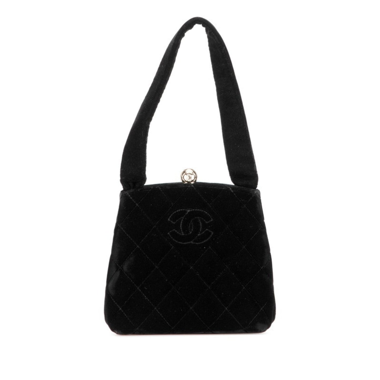Chanel Matelasse Coco Mark Mini Handbag In Black Velvet