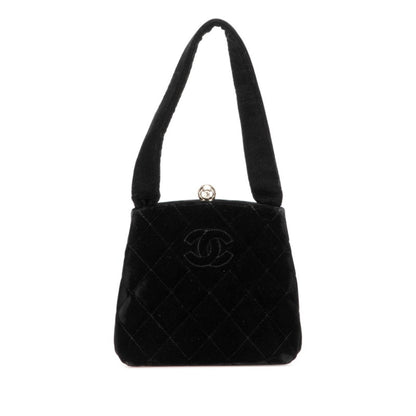 Chanel Matelasse Coco Mark Mini Handbag In Black Velvet