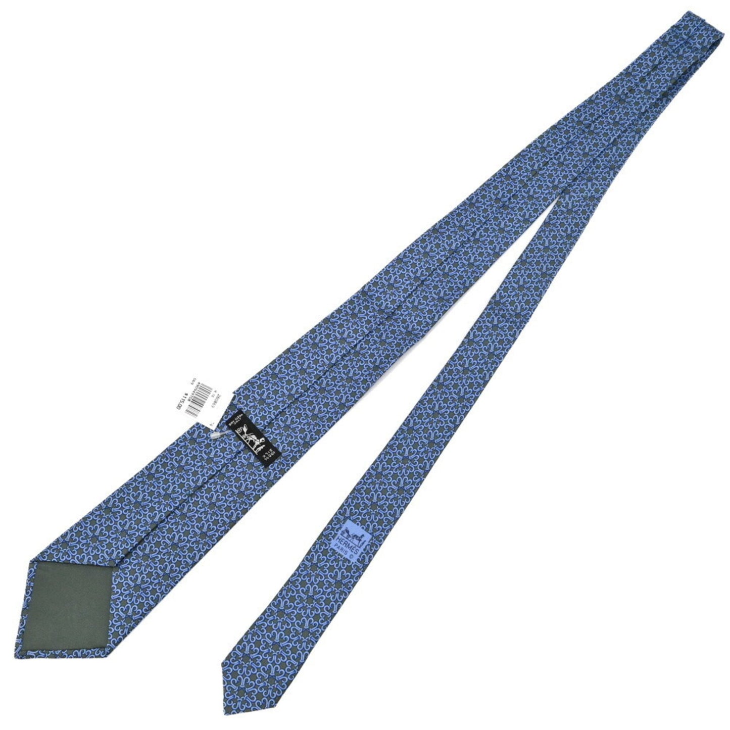 Hermes Hermes Tie Pattern 100% Silk Light Blue Green
