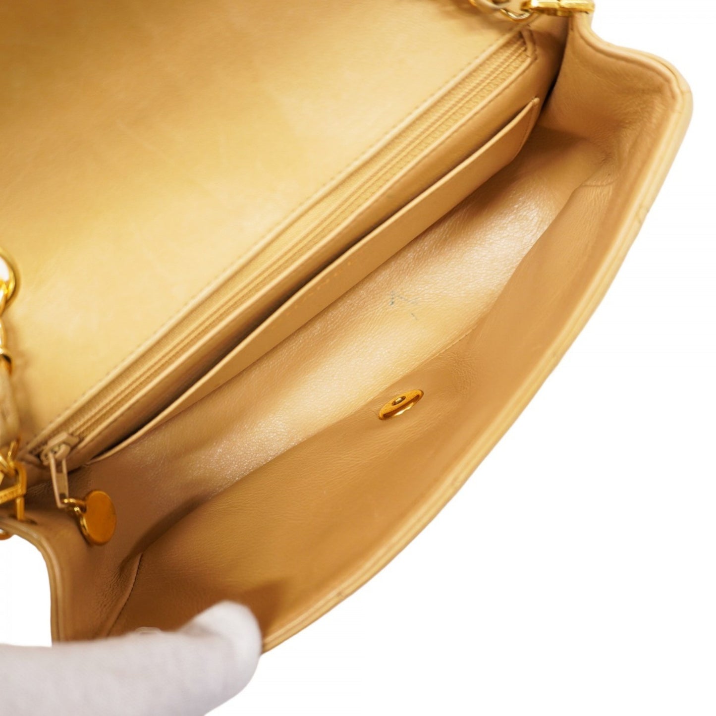 Chanel Diana Matelasse Chain Shoulder Bag In Beige Lambskin