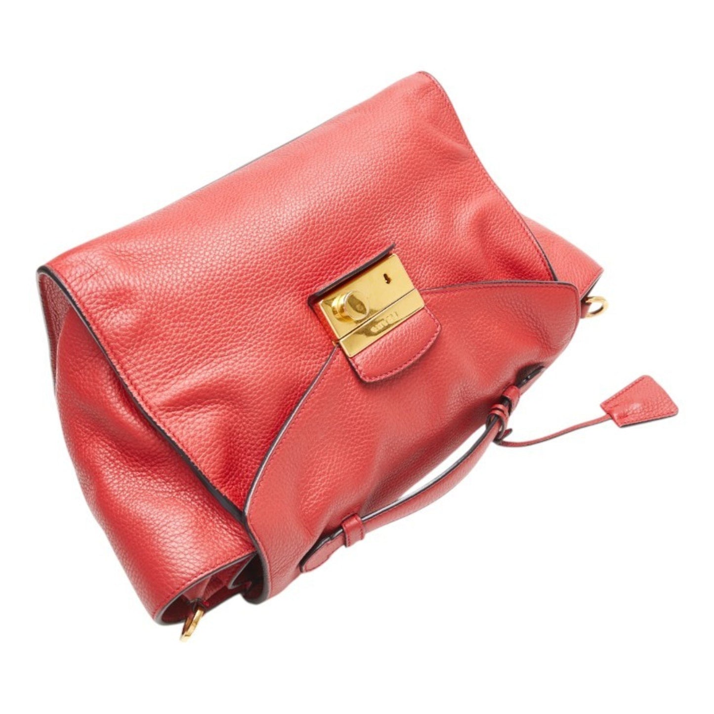 Prada 2-Way Handbag/Shoulder Bag Br5034 Red Leather