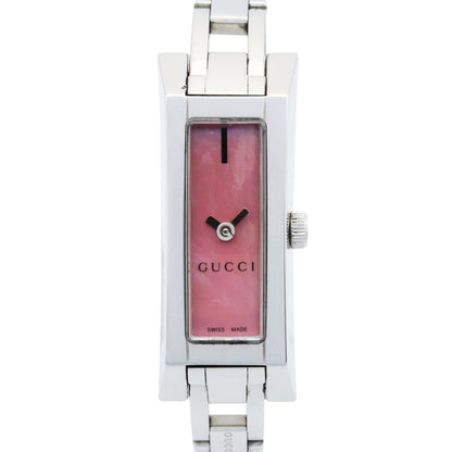 Gucci Women'S Stainless Steel Watch With Pink Shell Finish
