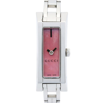 Gucci Women'S Stainless Steel Watch With Pink Shell Finish