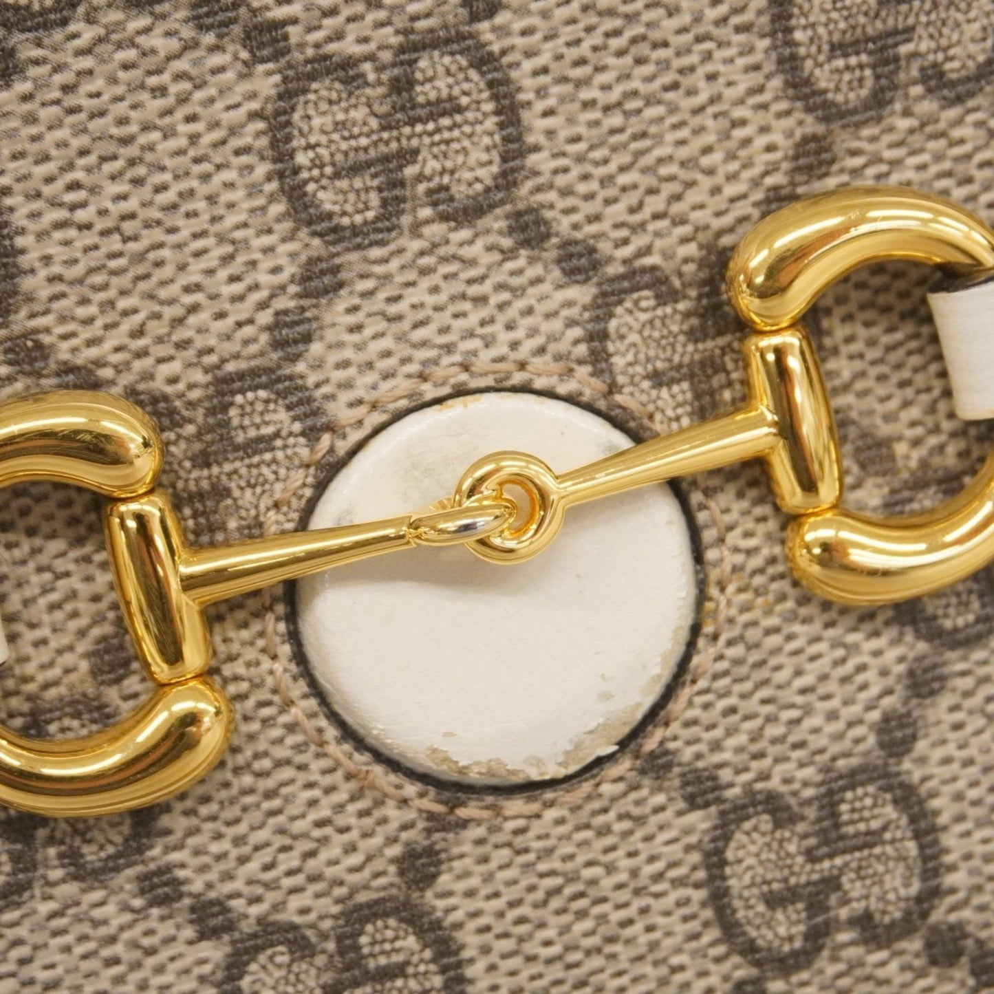 Gucci Gg Supreme Horsebit Shoulder Bag 625615 Leather Brown White