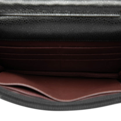 Chanel Matelasse Coco Mark Chain Shoulder Bag/Wallet Bag A33814 Black Caviar Skin