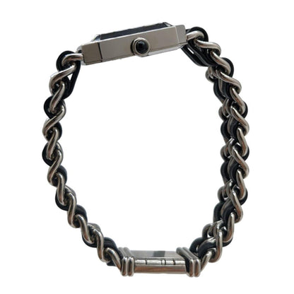 Chanel Premiere Silver Ss Black Dial M-L S Metal Fittings Leather Quartz H0451 Wristwatch