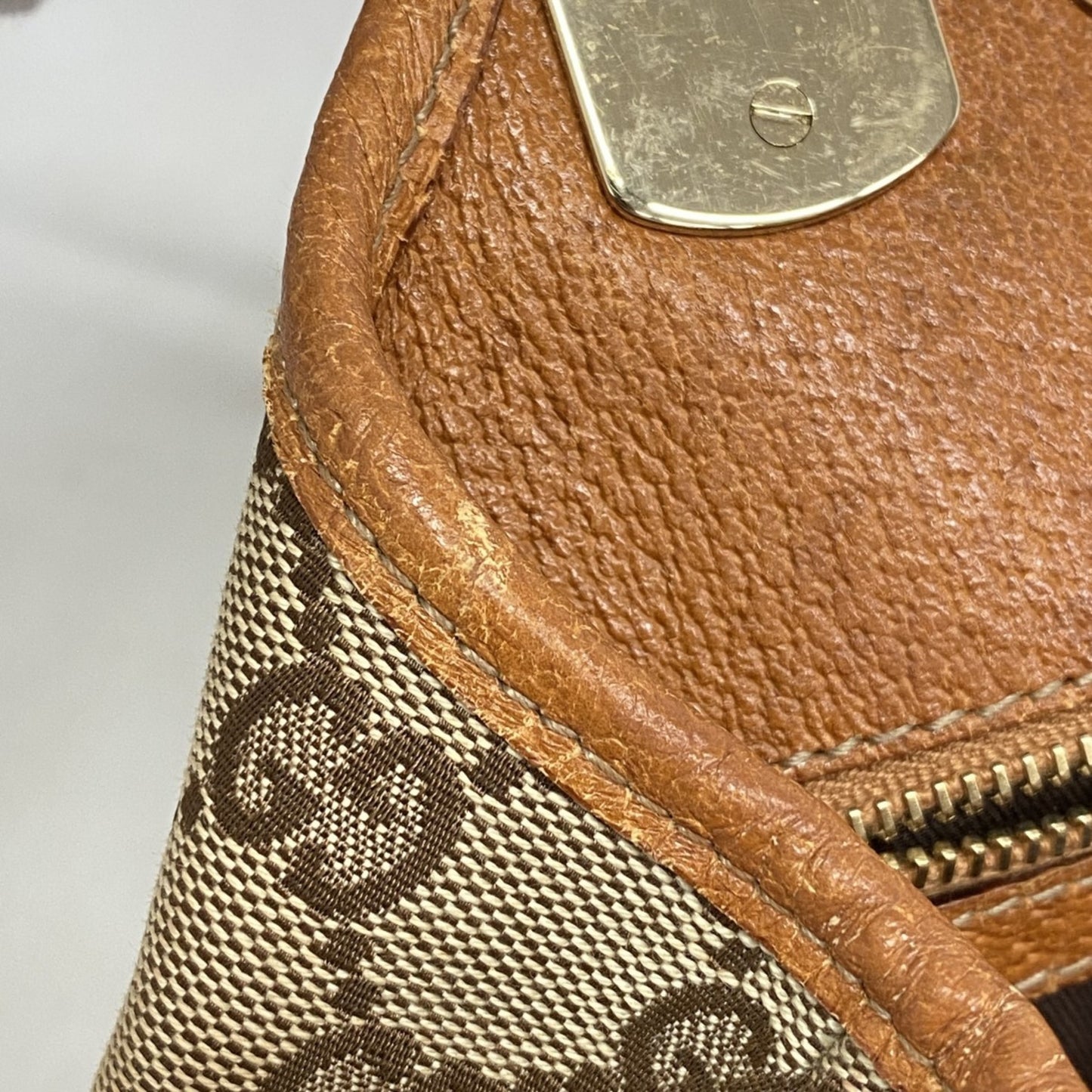 Gucci Gg Canvas Handbag 145761 Beige Light Brown Champagne