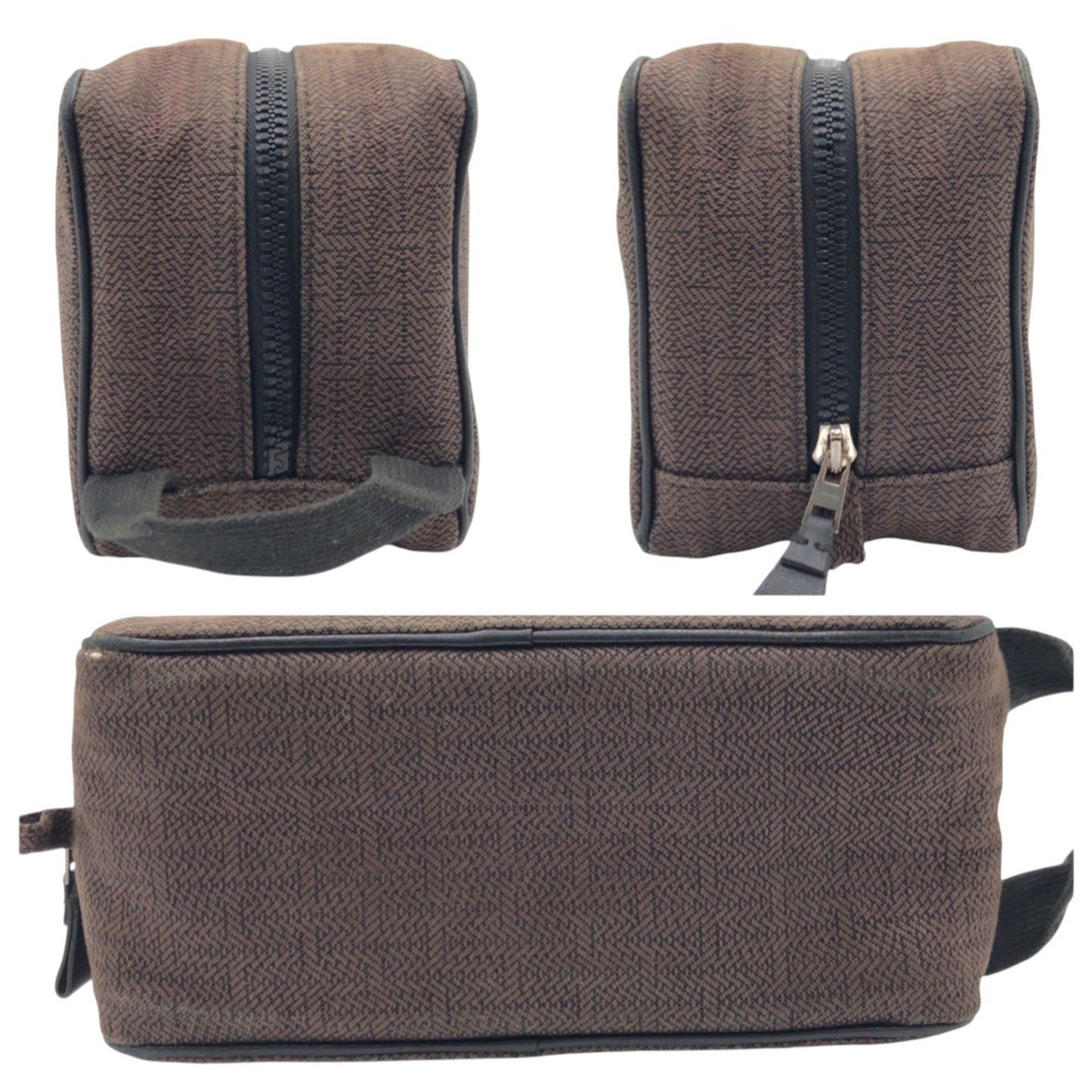 Hermes Globe Trotter Mm Brown Silver Hardware Cotton Pouch Bag