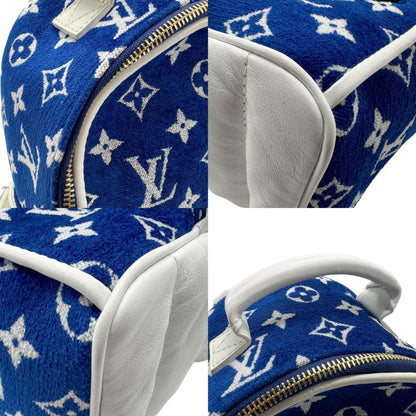 Louis Vuitton Louis Vuitton Backpack Monogram Jacquard Velvet Palm Springs Mini Leather Blue White