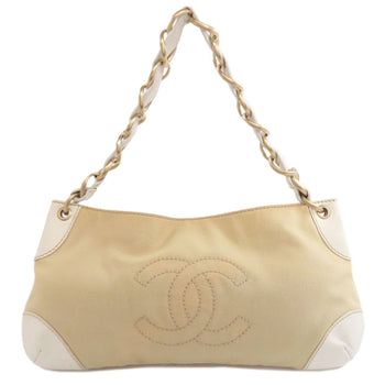 Chanel Coco Mark Gold Hardware Handbag Canvas Calfskin