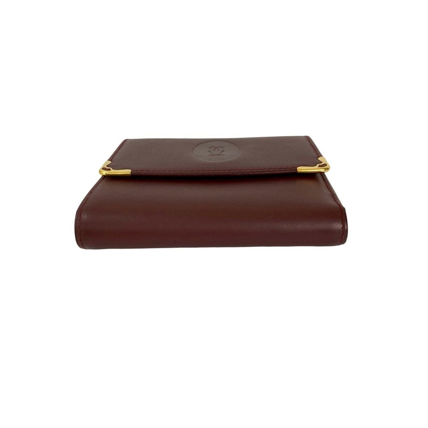 Cartier Must Line Leather Clasp Tri-Fold Wallet