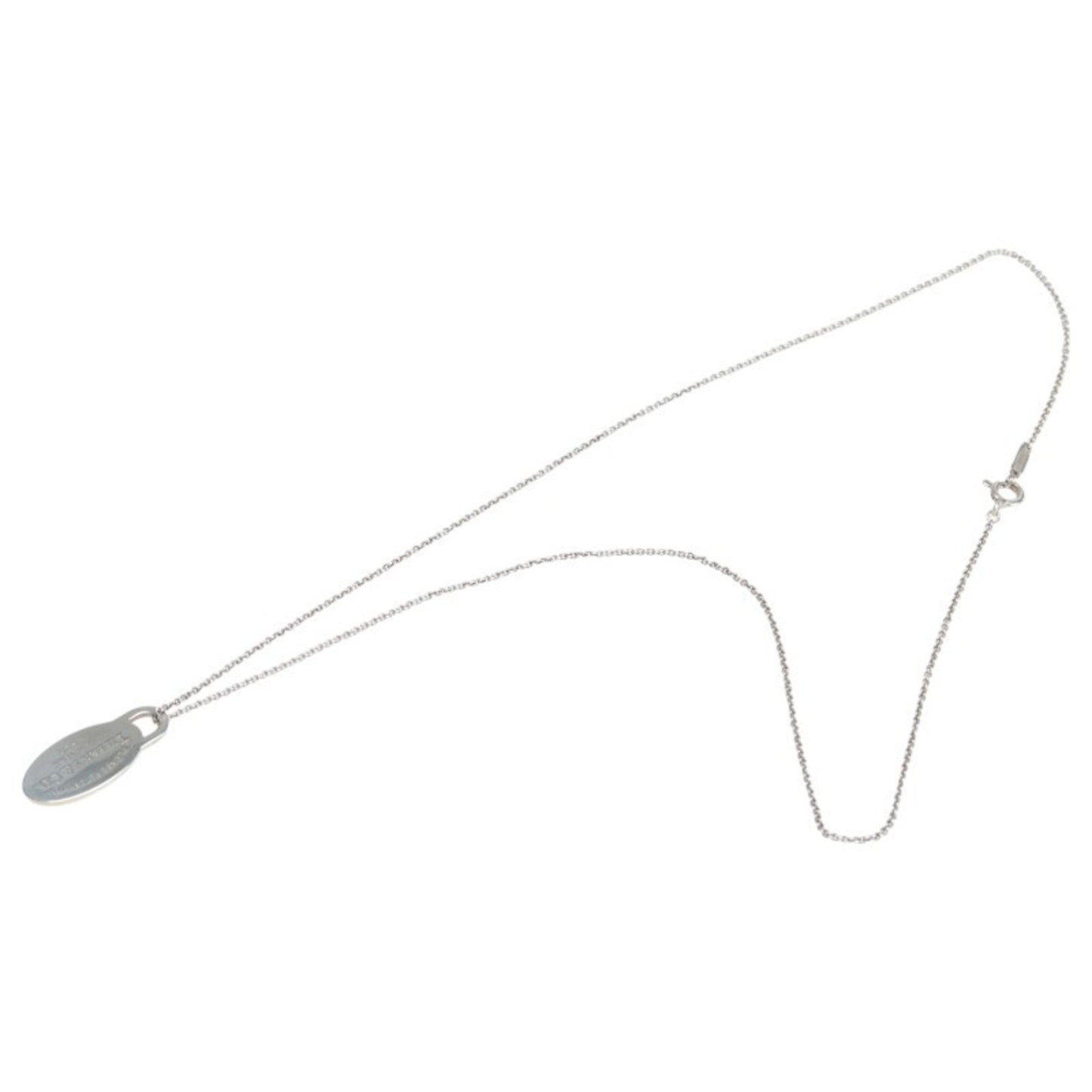 Tiffany & Co. Please Return To Plate Chain Pendant Necklace In 925 Sterling Silver.
