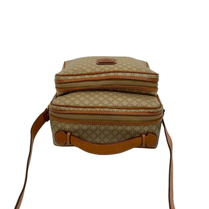 Celine Macadam Blason Pattern Leather Shoulder Bag/Pochette In Beige