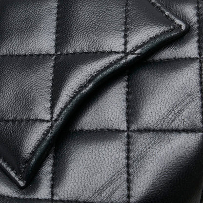Chanel Matelasse Coco Mark Crossbody Chain Shoulder Bag In Black Lambskin