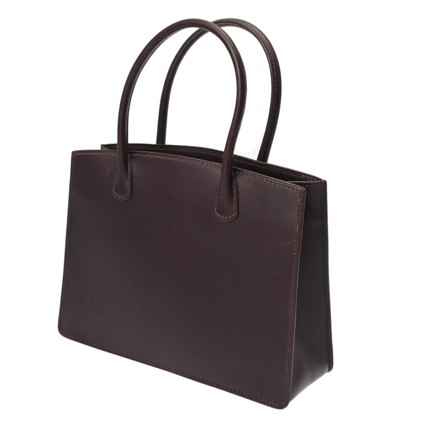 Hermes White Bass Tpm Raisin (F Stamp) (Circa 2002) Women'S Box Calf Scarf Handbag