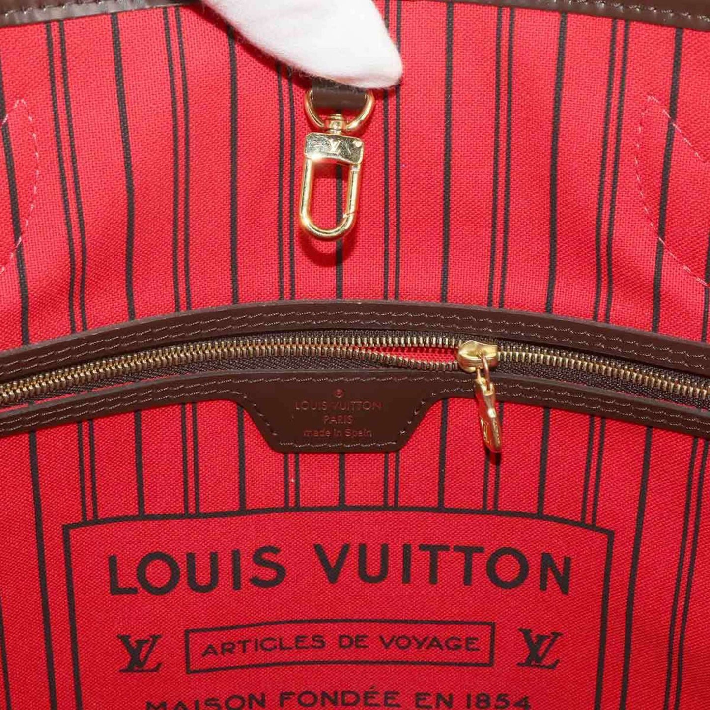 Louis Vuitton Damier Neverfull Mm Ebene Cerise N41358 Brown Gold Hardware