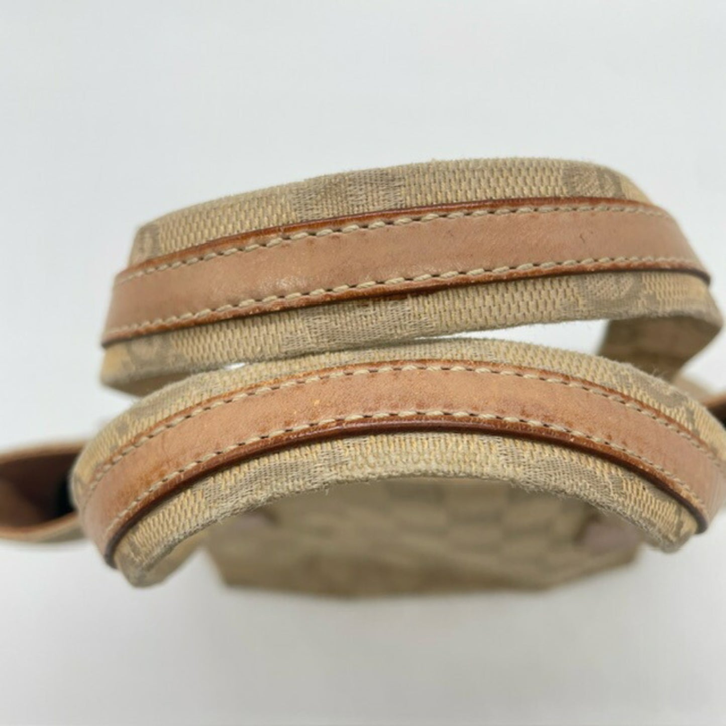 Gucci 002 1079 Handbag Tote Bag Beige Gg Canvas Leather