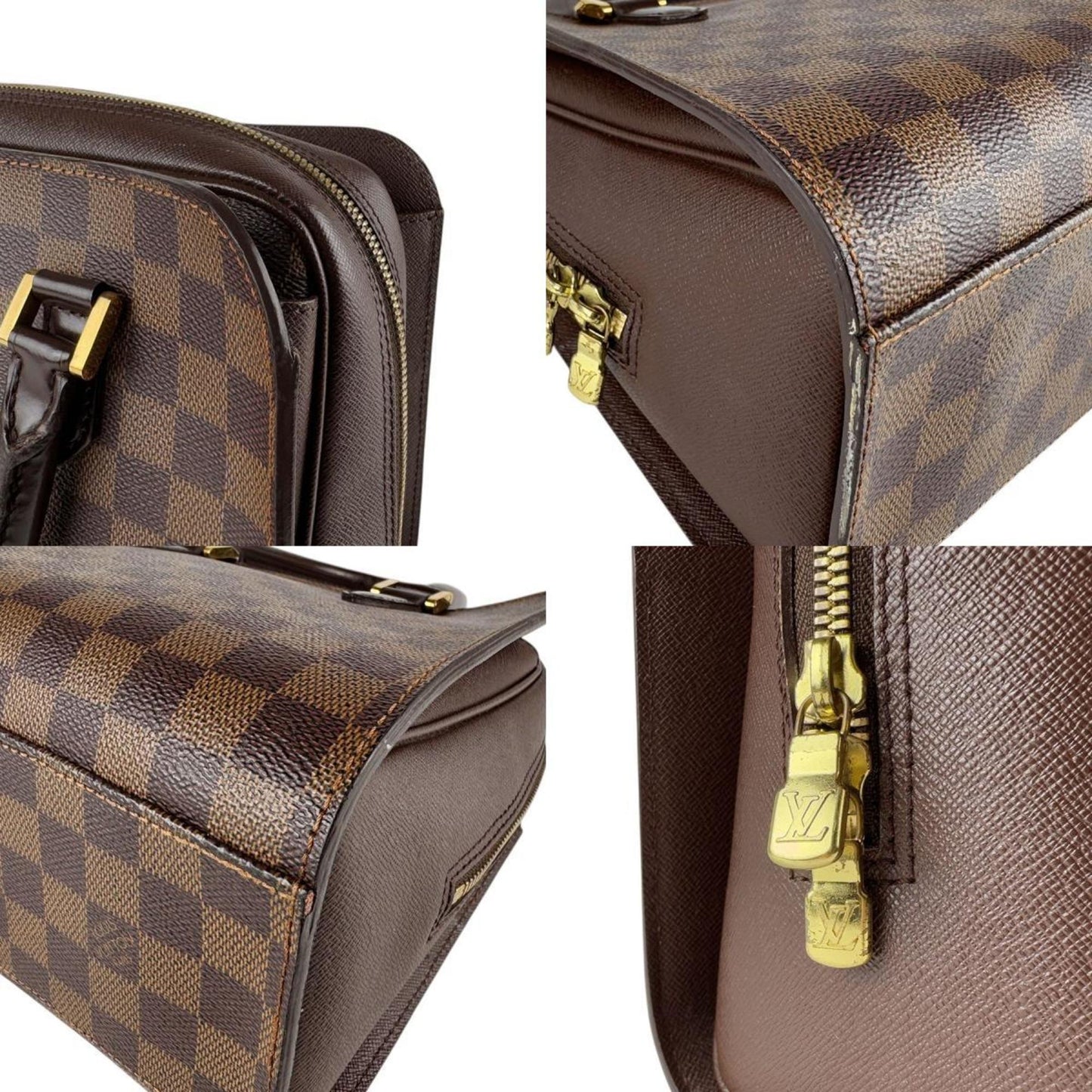 Louis Vuitton Damier Triana Handbag In Brown And Gold