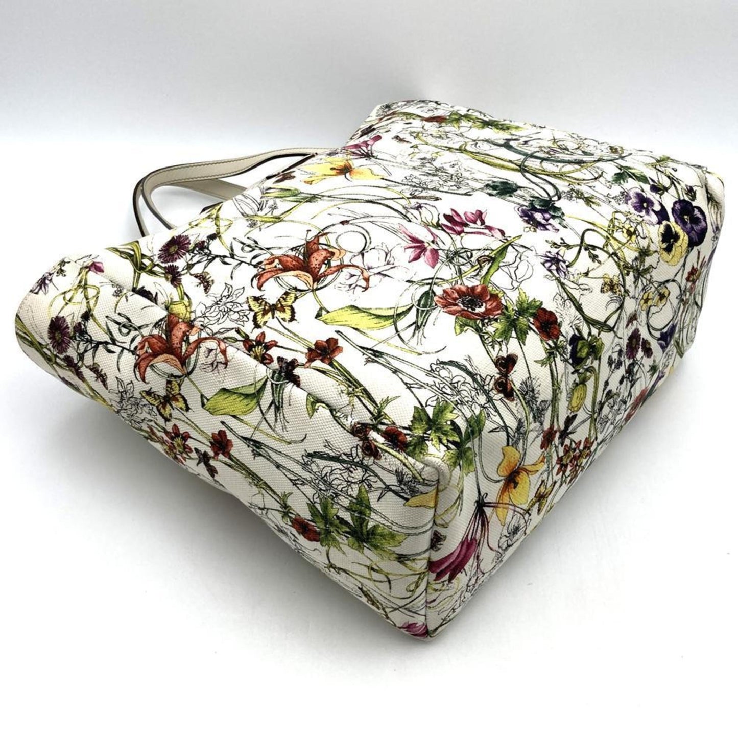 Gucci 282439 Flora Tote Bag Handbag In White