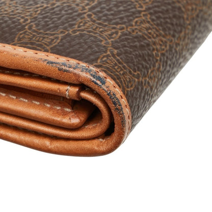 Celine Macadam Long Wallet Brown Leather