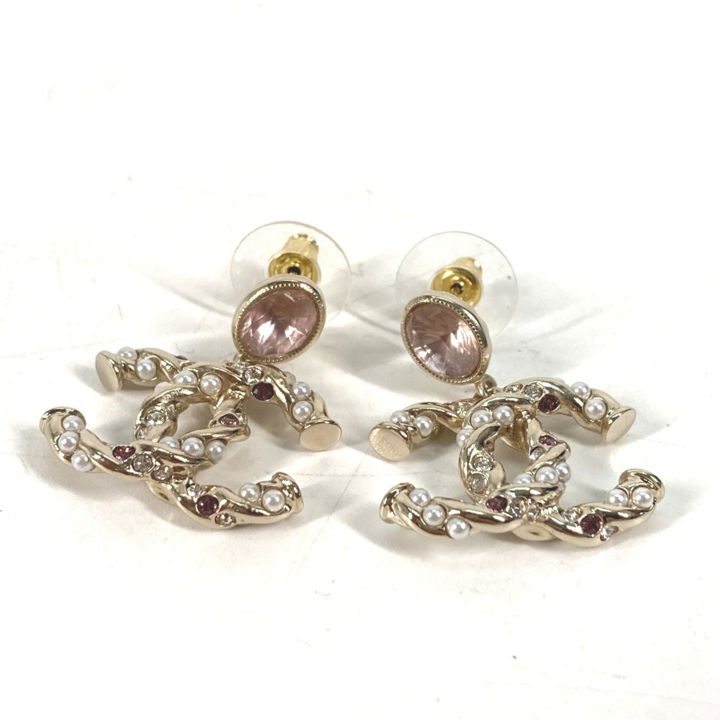 Chanel Abb511 23B Cc Coco Mark Rhinestone And Faux Pearl Earrings