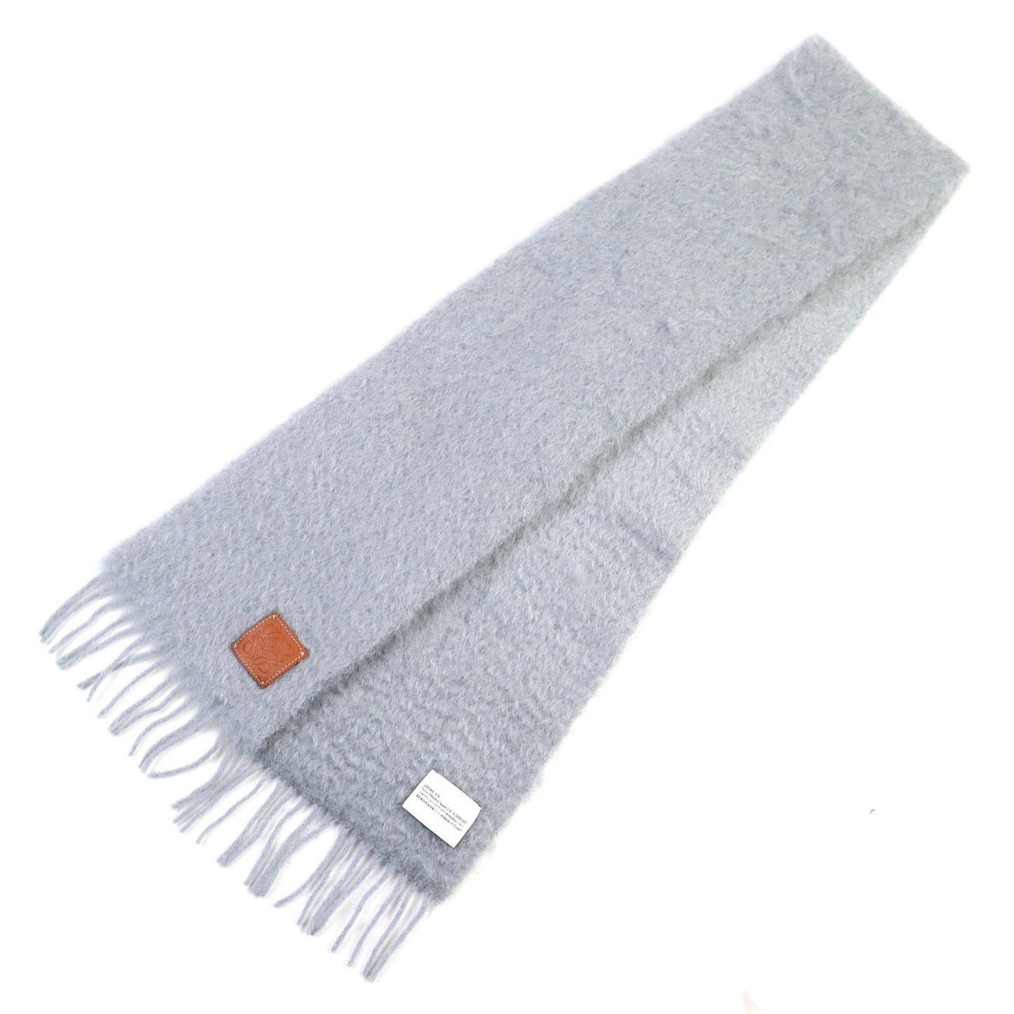 Loewe F655254X01 Mohair Wool Scarf With Anagram Leather Patch And Fringe