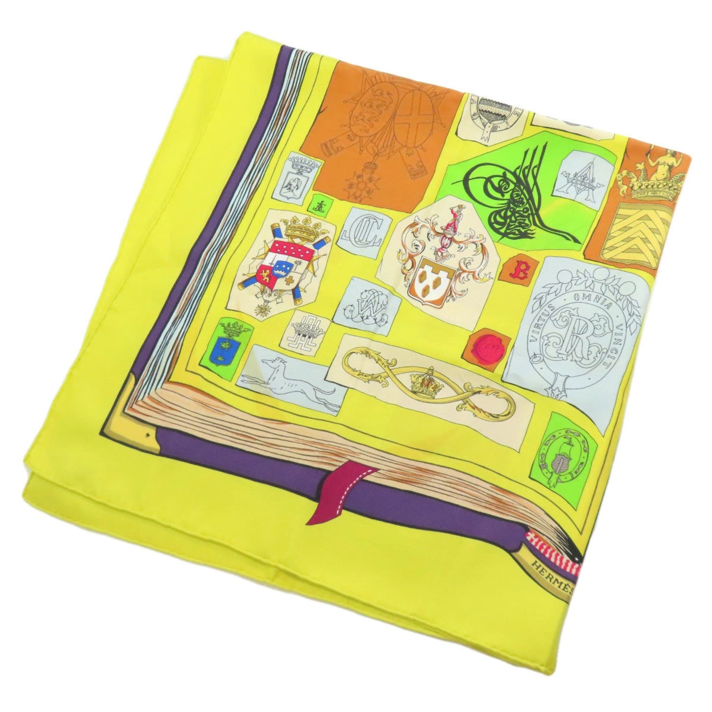 Hermes Herms Carr 90 Scarf With Drawings And Symbols