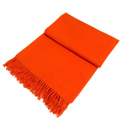 Hermes 100% Cashmere Fringe Stole/Scarf Shawl Orange