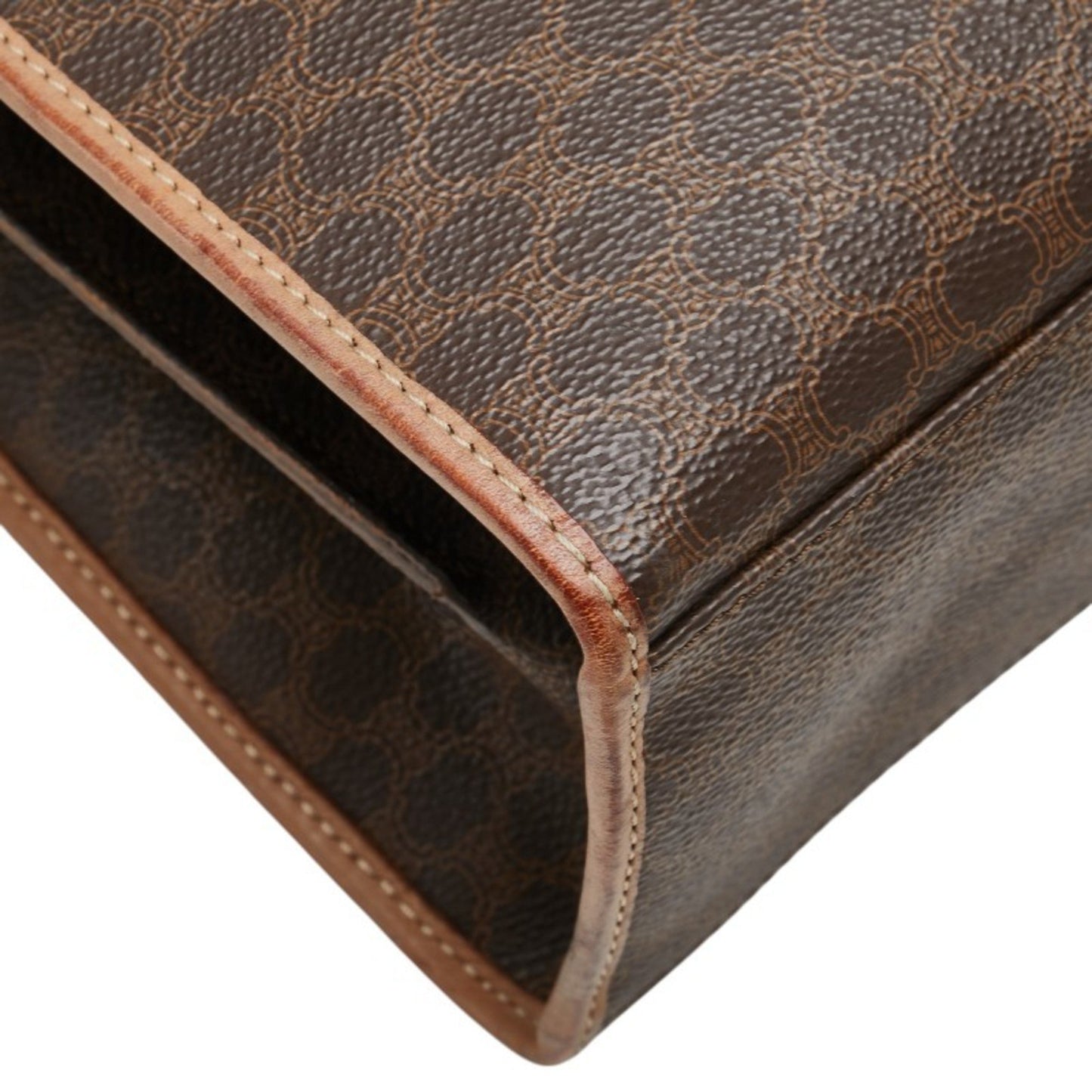 Celine Macadam Handbag In Brown Leather