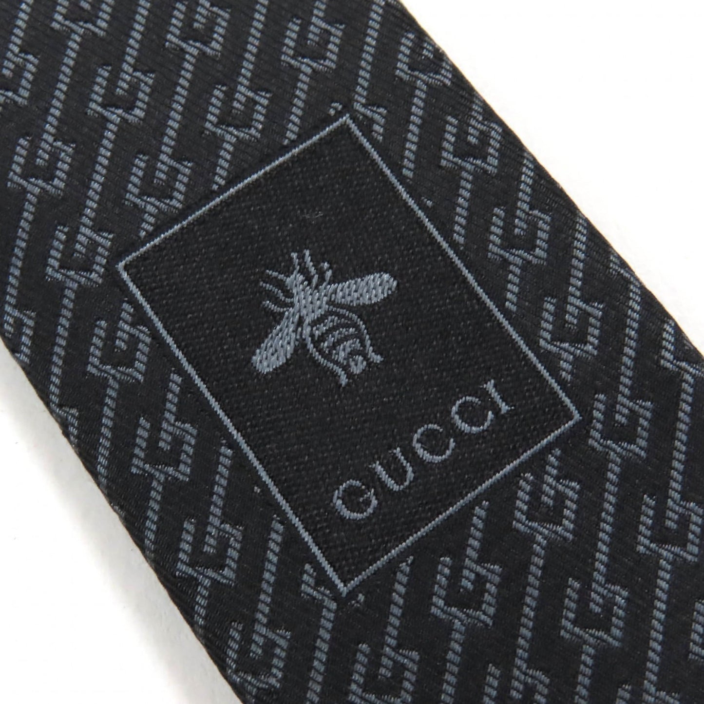 Gucci 100% Silk G Logo Regimental Stripe Tie