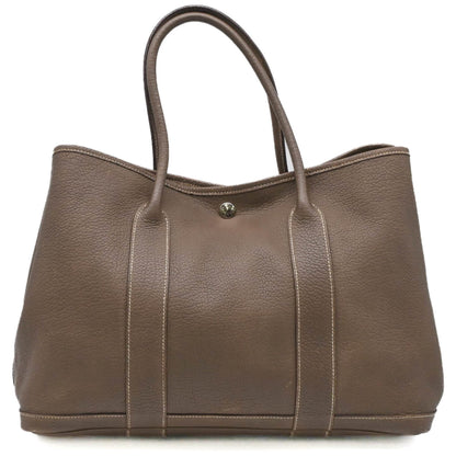 Hermes Garden Pm Handbag Tote Bag Leather Negonda Etoupe #?K