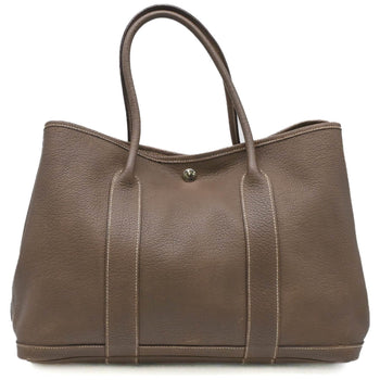 Hermes Garden Pm Handbag Tote Bag Leather Negonda Etoupe #?K
