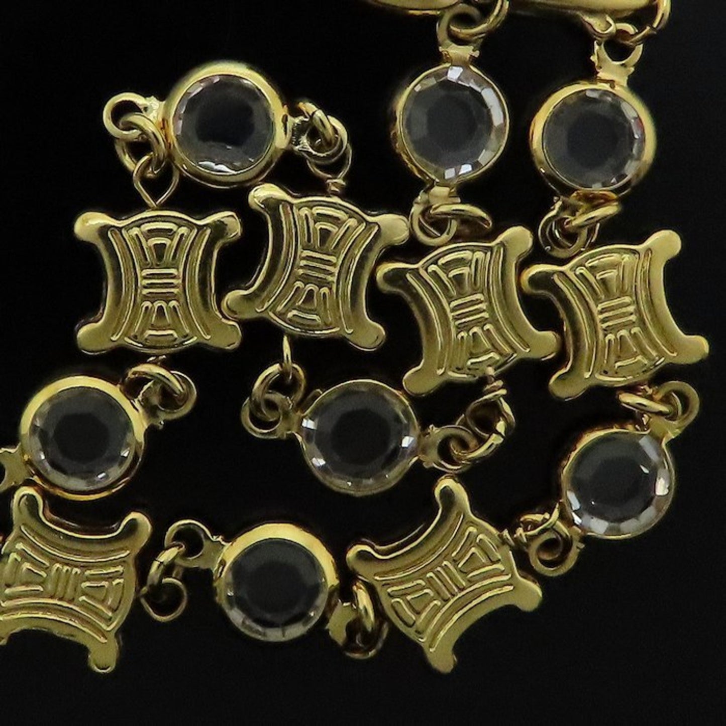 Celine Triomphe Motif Bracelet With Rhinestones