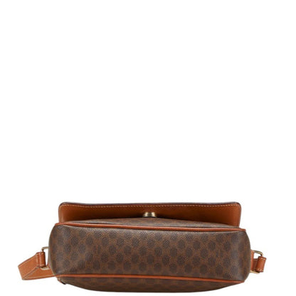 Celine Macadam Crossbody Shoulder Bag In Brown Leather
