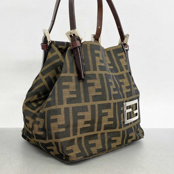 Fendi Zucca Nylon Canvas Handbag In Brown