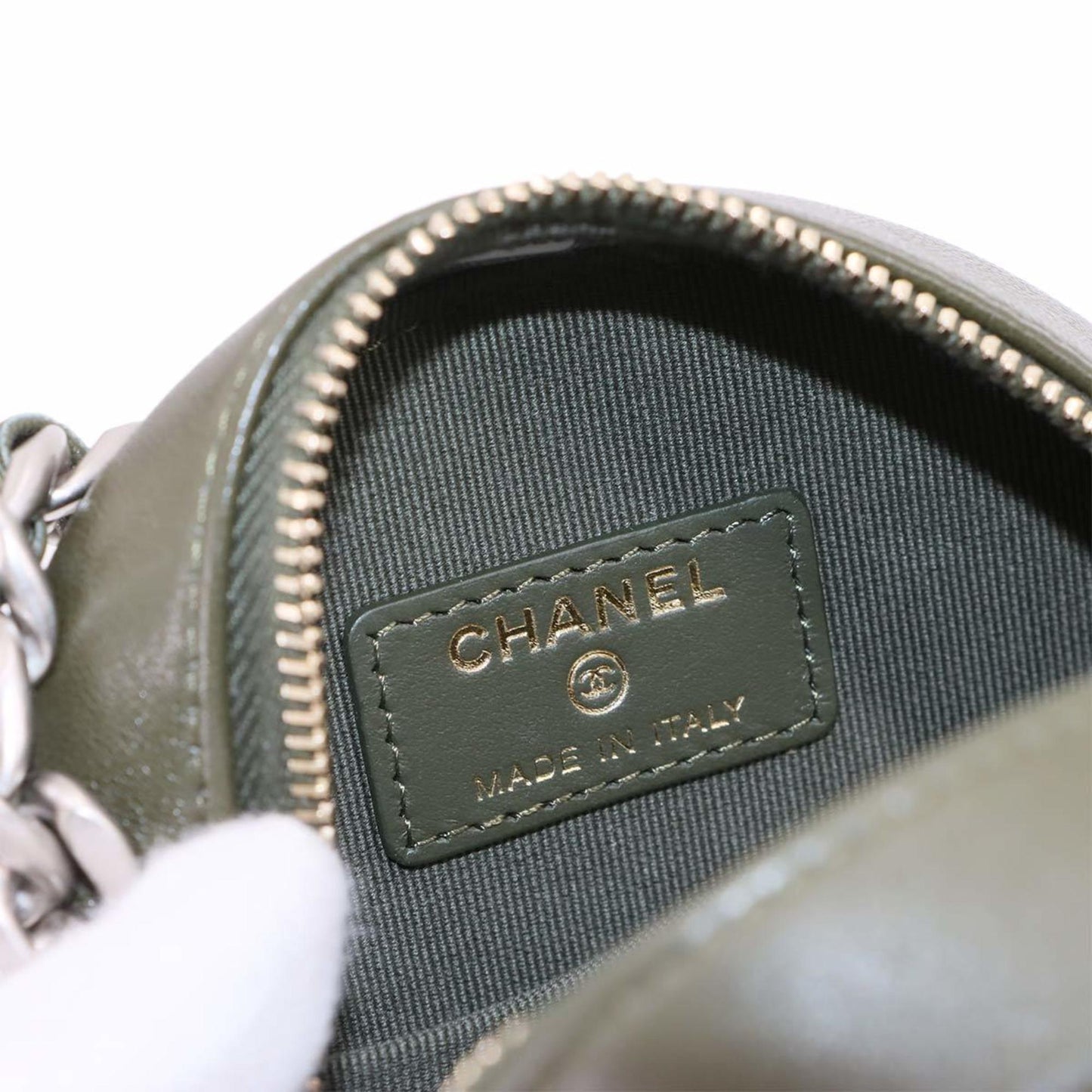 Chanel 19 Round Clutch Chain Shoulder Bag In Khaki Lambskin