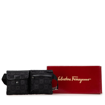 Salvatore Ferragamo Gancini Body Bag In Black Canvas