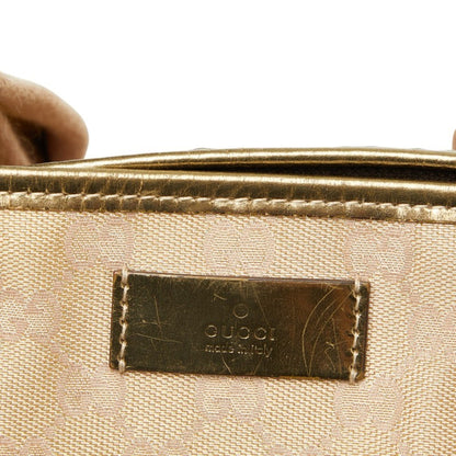 Gucci Gg Canvas Handbag Tote Bag 267474 Beige Gold Leather