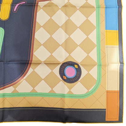 Hermes Hermes Carre 90 Double Face Tapis De Selle Scarf/Muffler Silk Orange Navy