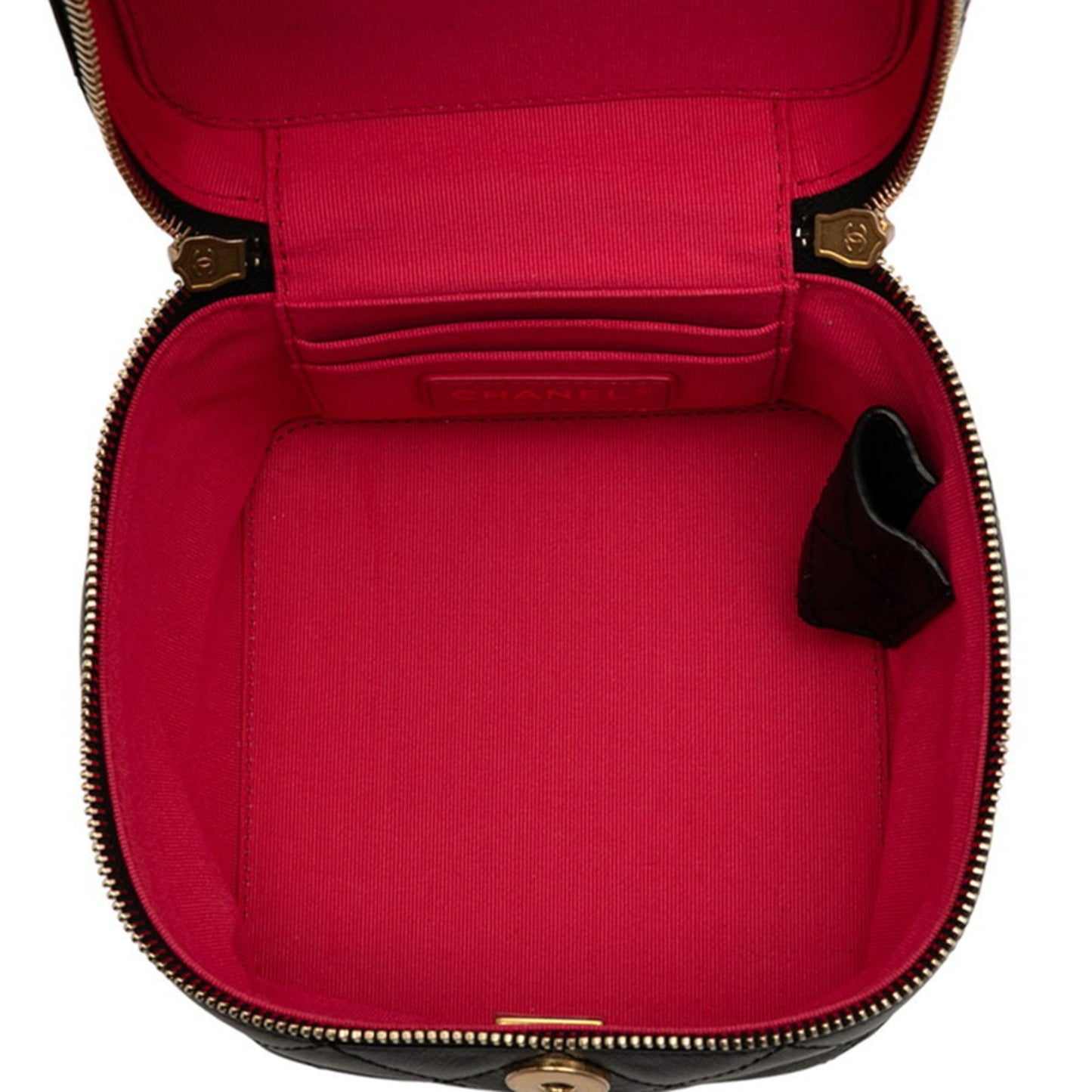 Chanel Coco Mark Matelasse Chain Shoulder Bag Vanity Black Lambskin