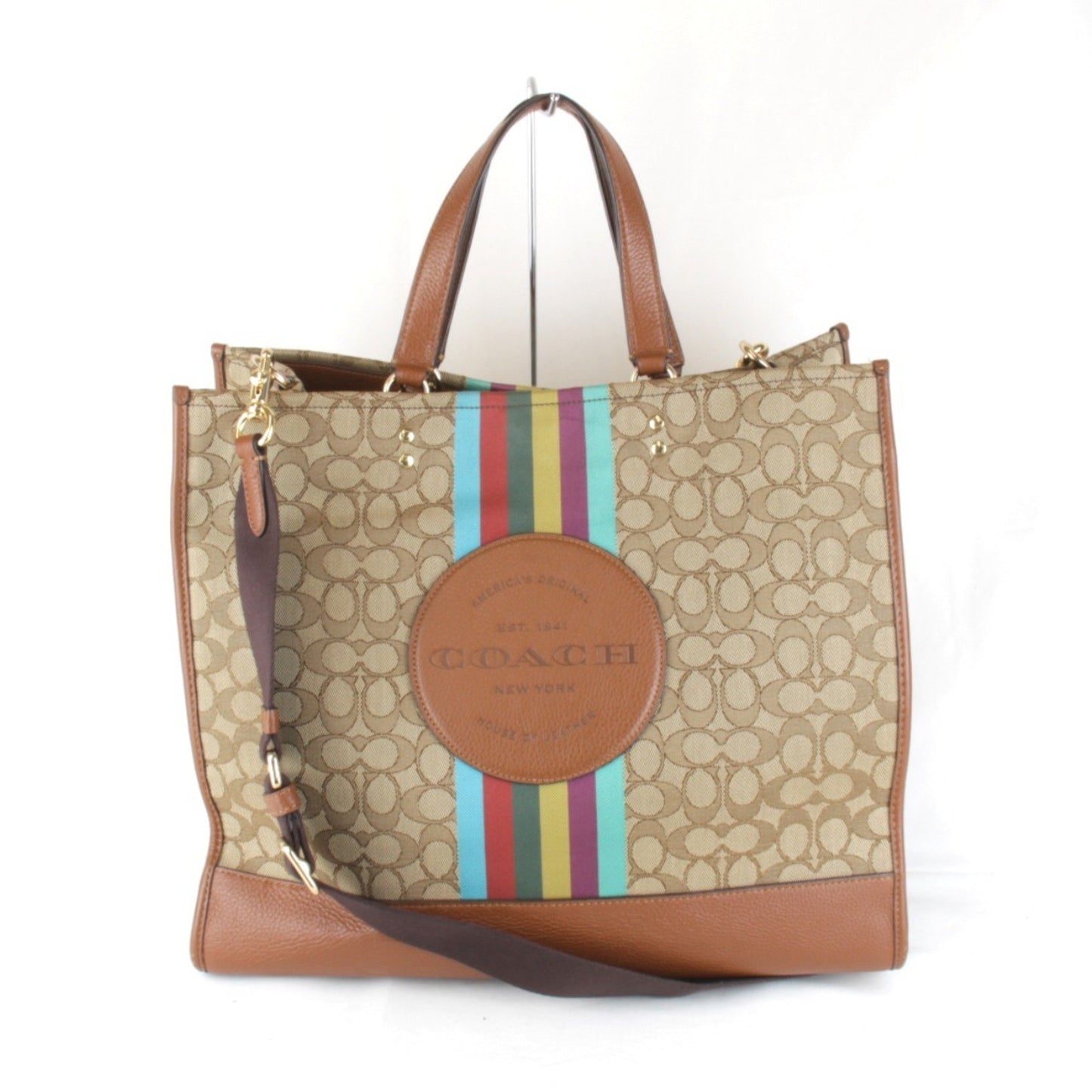 Coach Dempsey Tote F2239-C5793 Bag Signature 2-Way Brown Canvas