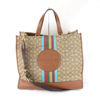 Coach Dempsey Tote F2239-C5793 Bag Signature 2-Way Brown Canvas