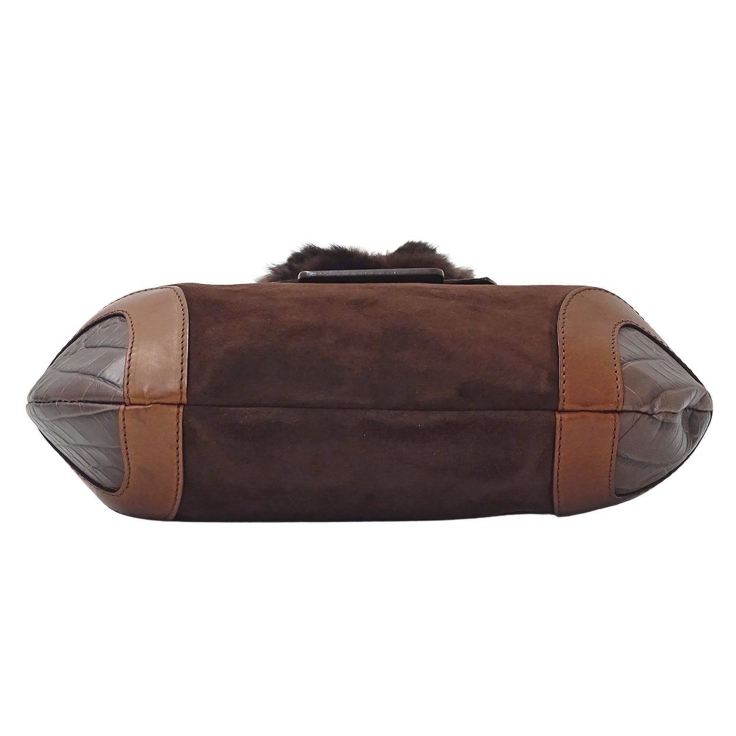 Valentino Garavani Women'S Suede And Fur Shoulder Bag With Brown Plastic Chain