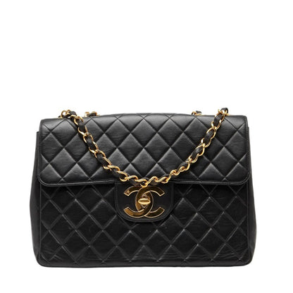 Chanel Deca Matelasse 30 Coco Mark Chain Shoulder Bag In Black Leather