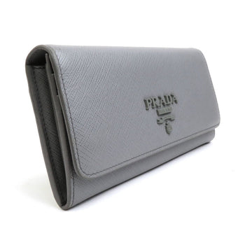 Prada Prada Bi-Fold Long Wallet Leather Gray
