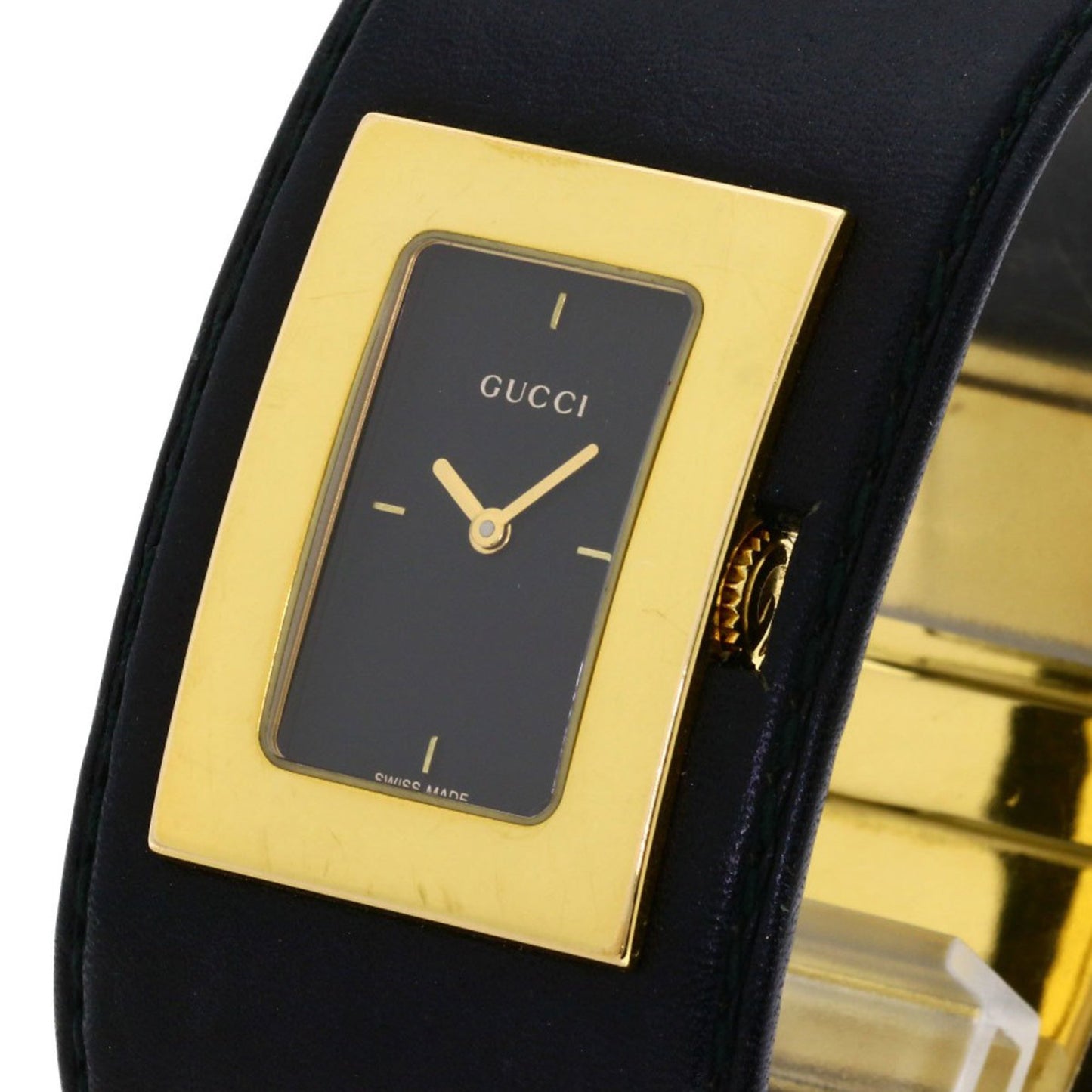 Gucci 7800L Square Face Watch Gp/Leather