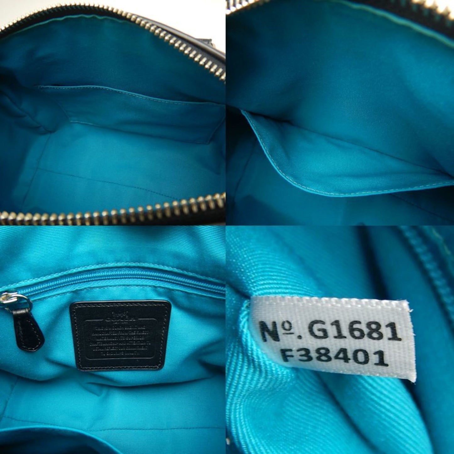 Coach Varsity Mini Bennett Satchel Signature Stripe F38401 Handbag In Black And Turquoise Leather