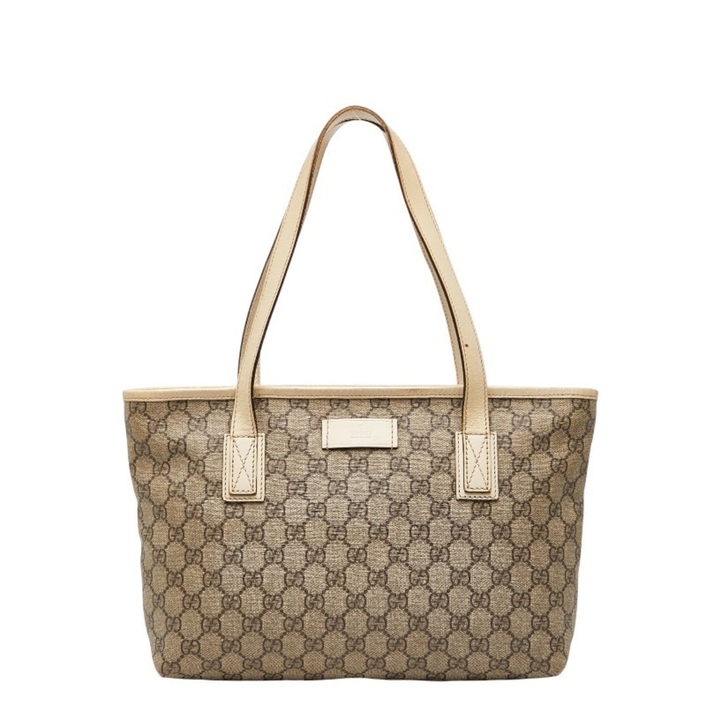 Gucci Gg Supreme Handbag Tote Bag 211138 Beige Ivory Leather