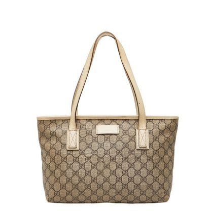 Gucci Gg Supreme Handbag Tote Bag 211138 Beige Ivory Leather